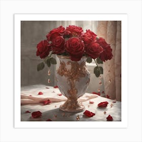 Roses In A Vase Art Print