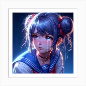 Anime Girl Crying Art Print