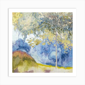 Trees Landscape Watercolor Painting Art Print