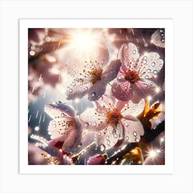 Cherry Blossoms In The Rain Art Print