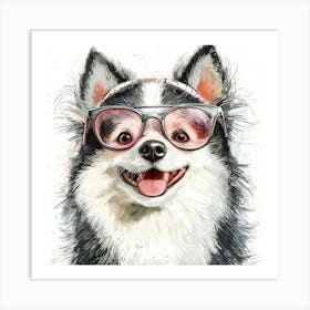 Dog With Glasses 36 Art Print