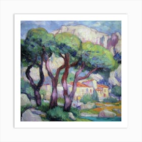 Pine trees In Front Of The House Art Print