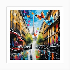 Paris With Butterflies 32 Art Print