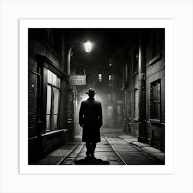 Man Walking Down A Dark Alley Art Print