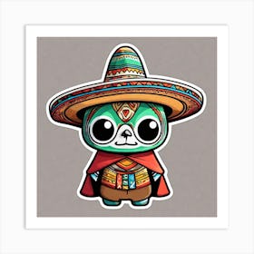 Mexican Sombrero And Pancho Sticker 2d Cute Fantasy Dreamy Vector Illustration 2d Flat Center (63) Art Print