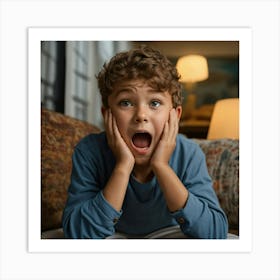 Boy Reacting To A Surprise (1) Art Print