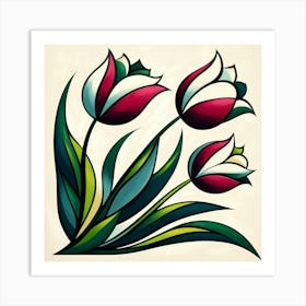 Tilted Tulips Floral Hallway Art Print