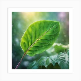 Green Leaf In The Forest 4 Art Print