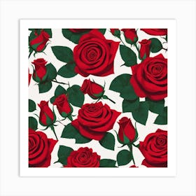 Red Roses Seamless Pattern 1 Art Print