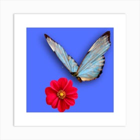 Butterfly going to suck the juice of flowers design Art Print