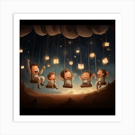 Children On A Swing Art Print