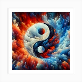 Yin Yang In Abstract Painting With Chaotic Patterns Art Print