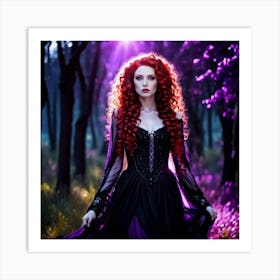 Beautiful Woman In A Forest Art Print