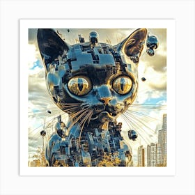 Cybernetic Cat’s Awakening Art Print