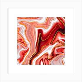 Red And Gold Marble Art Print