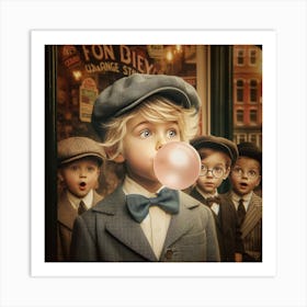 Vintage kid bubblegum Art Print