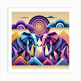 The Peaceful Pair Elephants Art Print