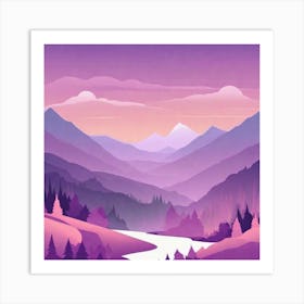 Misty mountains background in purple tone 128 Art Print