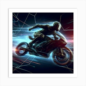 Futuristic Motorcycle Rider Art Print