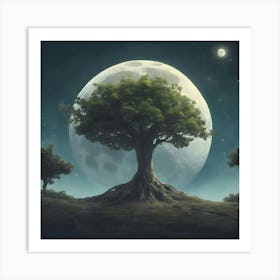 Tree In The Moonlight Art Print