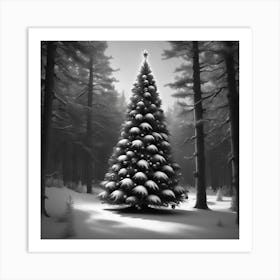 Christmas Tree In The Snow 4 Art Print