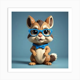 Cute Squirrel With Glasses Art Print