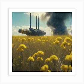 Spaceship In A Field Art Print