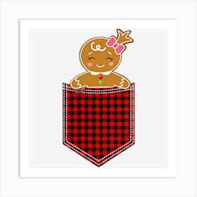 Plaid Gingerbread Girl Cookie In Pocket Buffalo Christmas Art Print