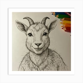 Goat Drawing 23 Art Print