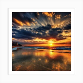 Sunset On The Beach 396 Art Print