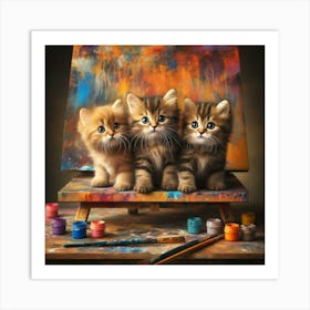 Three Kittens On Easel Art Print