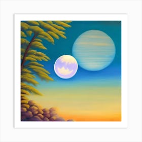 Moon And Trees Art Print