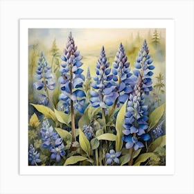 Blue Lupins art print Art Print