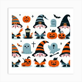 Halloween Gnomes - Cute Vector style Illustration 1 Art Print