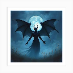 Demon Soul Emerging From A Watercolor Stormy Night 1 Art Print