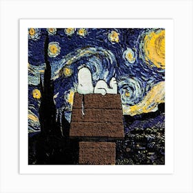 dog House Art Starry Night Van Gogh Art Print