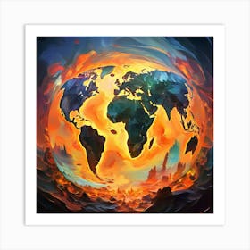 Earth In Flames 1 Art Print