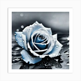 Blue Rose In Water 1 Art Print