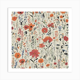 Wildflowers Wallpaper Pattern Art Print