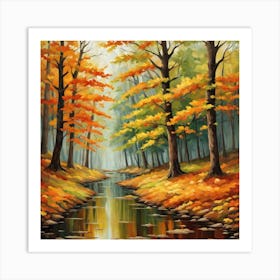 Forest In Autumn In Minimalist Style Square Composition 257 Art Print