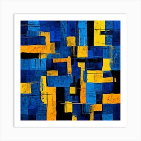 Blue And Yellow Squares Art Print