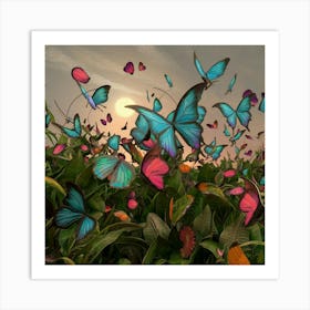 Butterflies In A Field Art Print