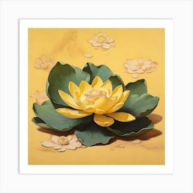 Aesthetic style, Large yellow lotus flower Art Print
