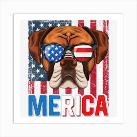 Limited Edition Merica Boxer Dog 4th Of July Gifts American Art Print