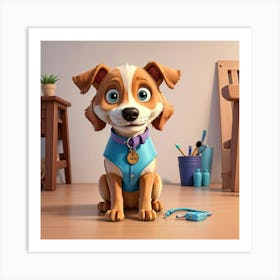 Dog Sitting On The Floor 1 Art Print