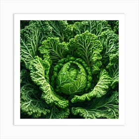 Close Up Of A Green Cabbage 2 Art Print