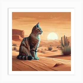 Cat In The Desert Art Print