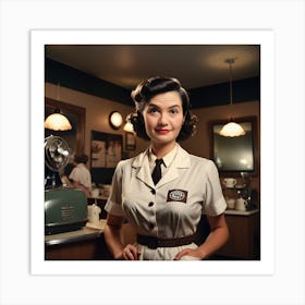 Woman In A Cafe Art Print