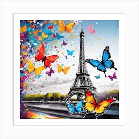 Paris With Butterflies 157 Art Print