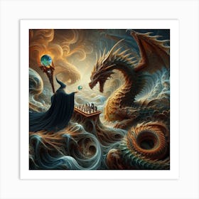 Dragon And Chess Art Print